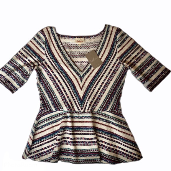 Anthropologie Tops - Anthropologie Deletta cream peplum shirt. NWT SZ L